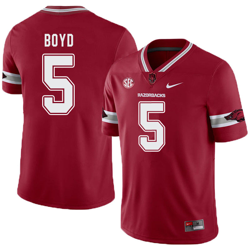 Men #5 Rakeem Boyd Arkansas Razorbacks College Football Alternate Jerseys-Cardinal